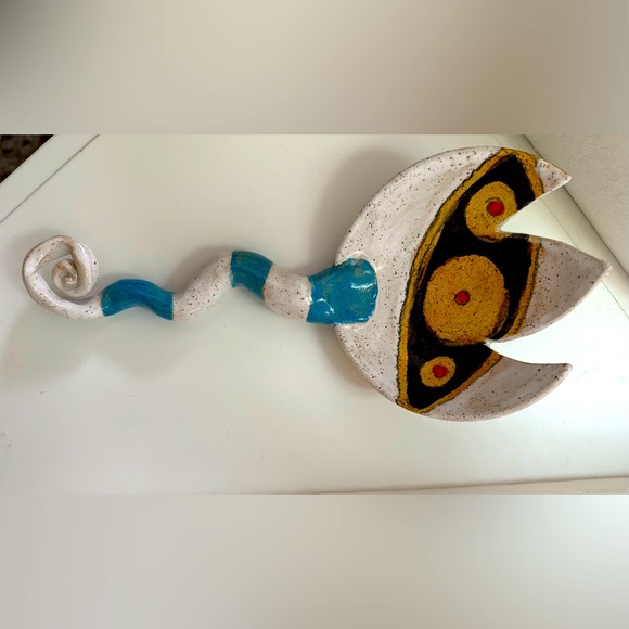 THREE WHEEL STUDIO Dwo Wen Chen Signed Pottery Serving Spoon & Fork Sculpture - Picture 6 of 7